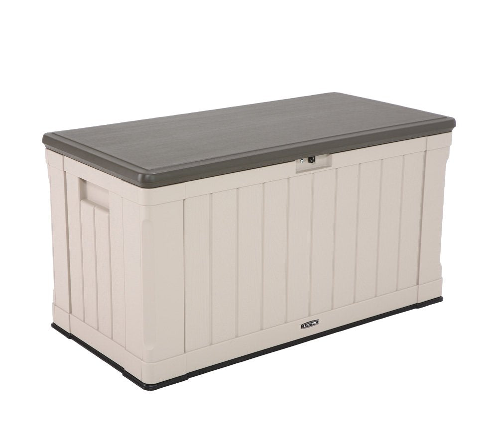 LIFETIME 60186 Heavy-Duty Outdoor Storage Deck Box, 116 Gallon, Desert Sand/Brown