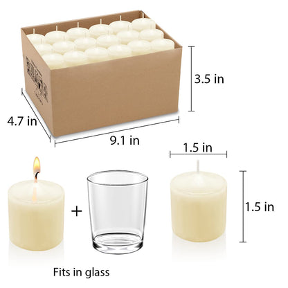 10 Hours Ivory Votive Candles, Unscented 1.5 inch Wax Candles for Wedding, Party, Holiday Spa & Home Decoration, 36 Packs