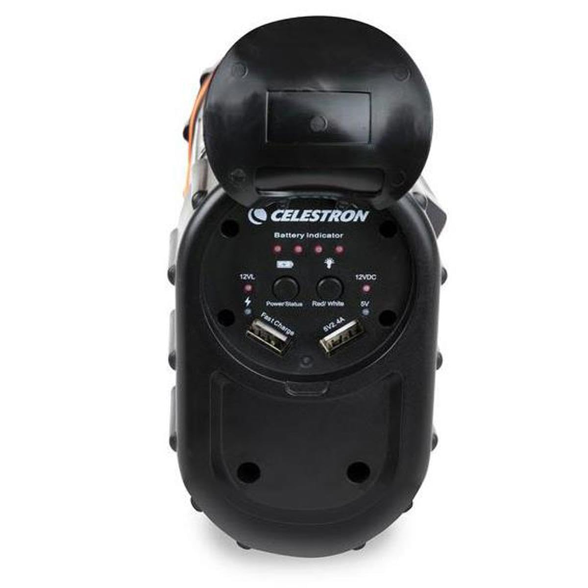 Celestron - PowerTank Lithium Pro Telescope Battery – Rechargeable Portable 12V Power Supply for Computerized Telescopes – 17 Hour Capacity/ 158.74Wh - Red/White LED Light - 2 USB Ports