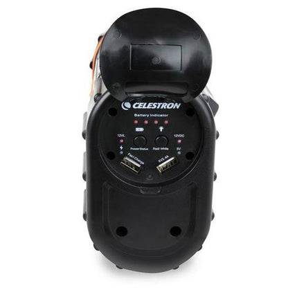 Celestron - PowerTank Lithium Pro Telescope Battery – Rechargeable Portable 12V Power Supply for Computerized Telescopes – 17 Hour Capacity/ 158.74Wh - Red/White LED Light - 2 USB Ports