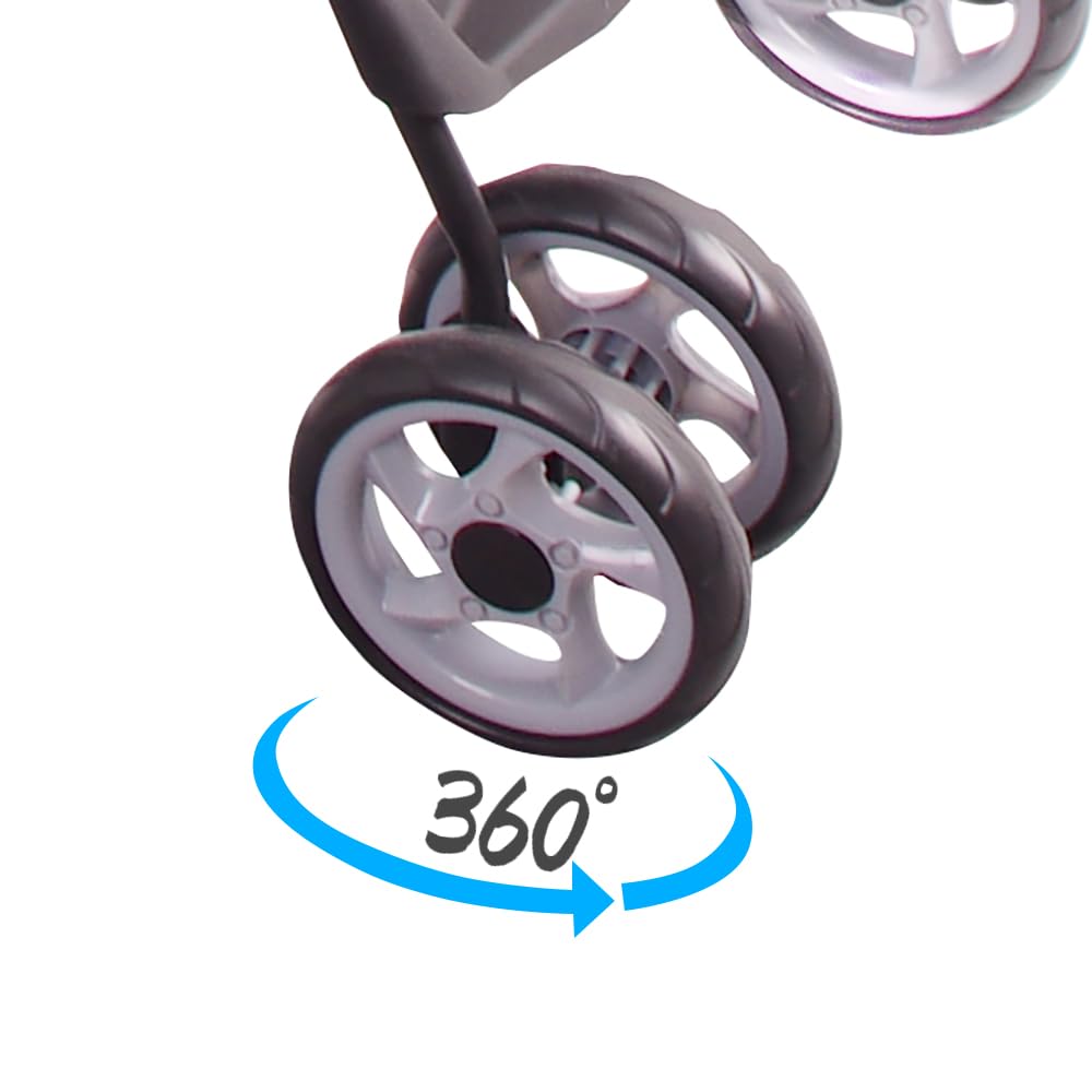 FOURPAW Full-Window pet Stroller 4 Wheels for Cats & Dogs, with Storage Basket,Cup Holder, Travel Puppy/Cats Stroller.