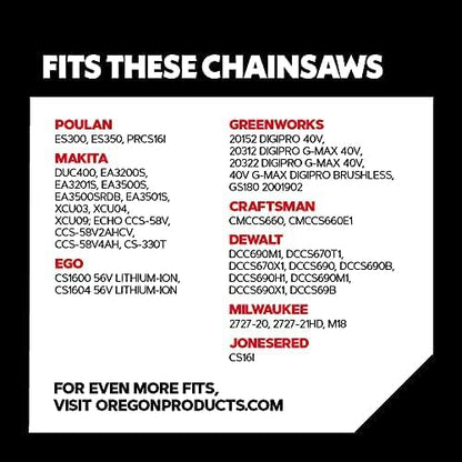 Oregon Chainsaw Chain - 3/8" LP Pitch, .043" Gauge | Low-Kickback Replacement for 16" Bars