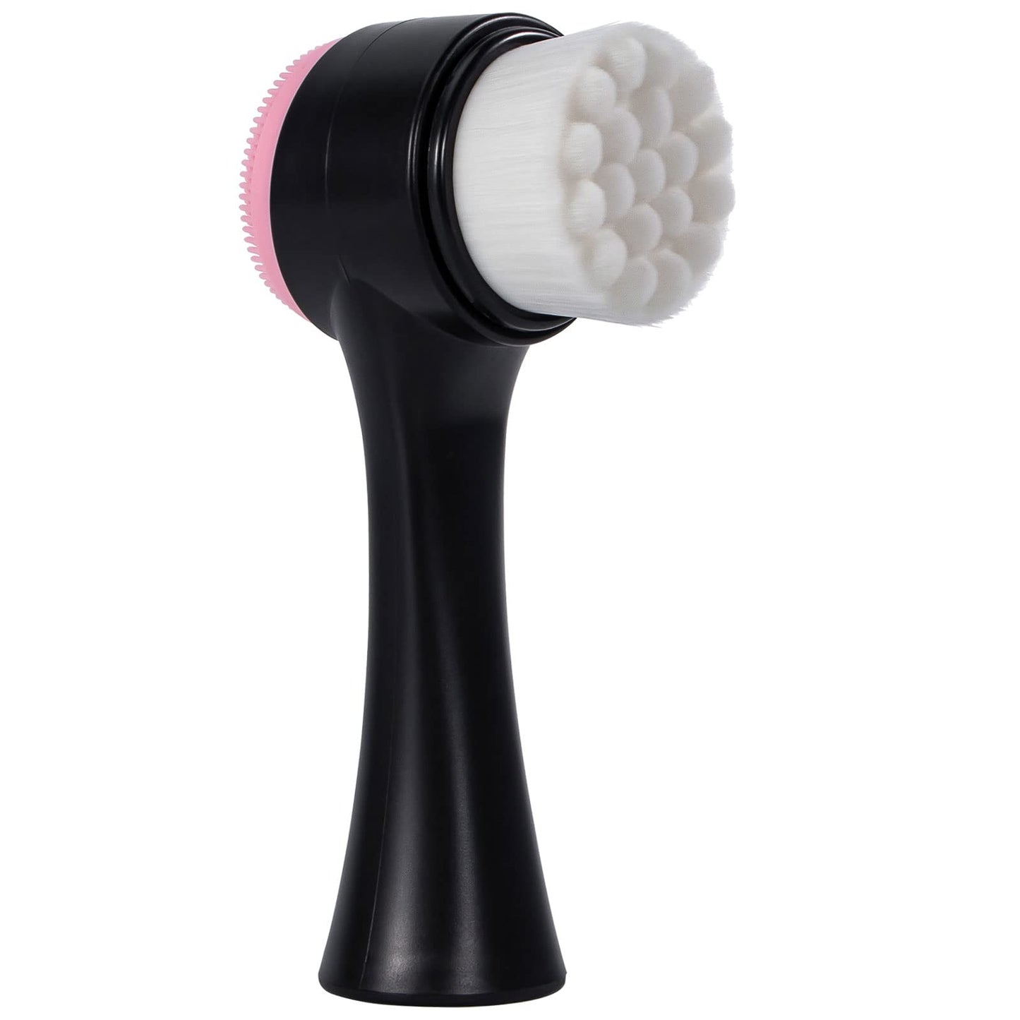 Face Brush 2 in 1, Facial Cleansing Exfoliating Scrubber Brush, Silicone Double Side Manual Face Wash Scrub Brush with Soft Bamboo Charcoal Fiber for Deep Pore Cleansing, Massaging, Skin Care