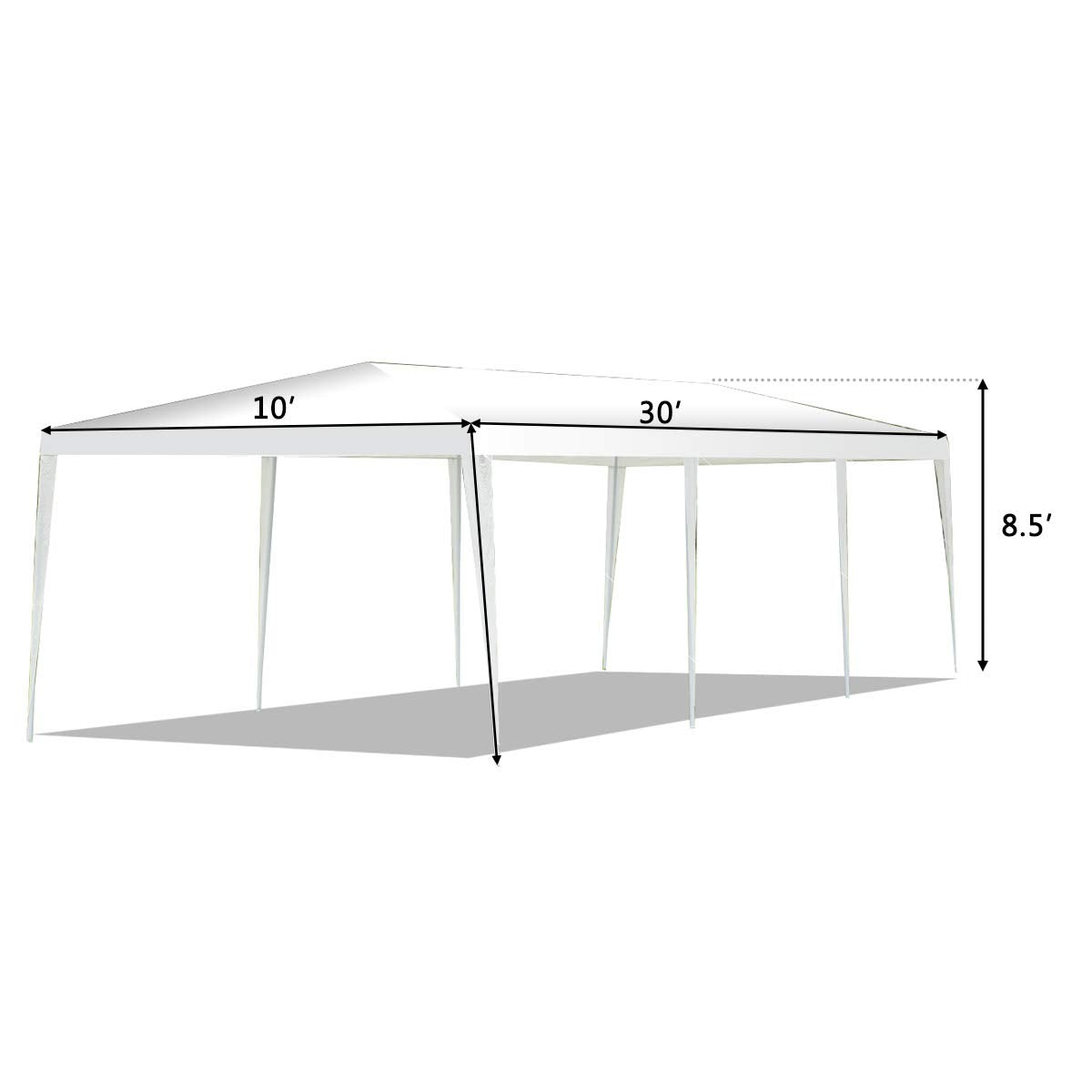 Tangkula Heavy-Duty 10'x30' Event Canopy with Removable Sidewalls, Waterproof Top & Ground Stakes - White Outdoor Wedding Party Gazebo