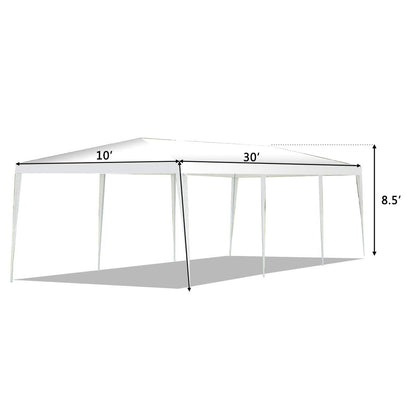 Tangkula Heavy-Duty 10'x30' Event Canopy with Removable Sidewalls, Waterproof Top & Ground Stakes - White Outdoor Wedding Party Gazebo