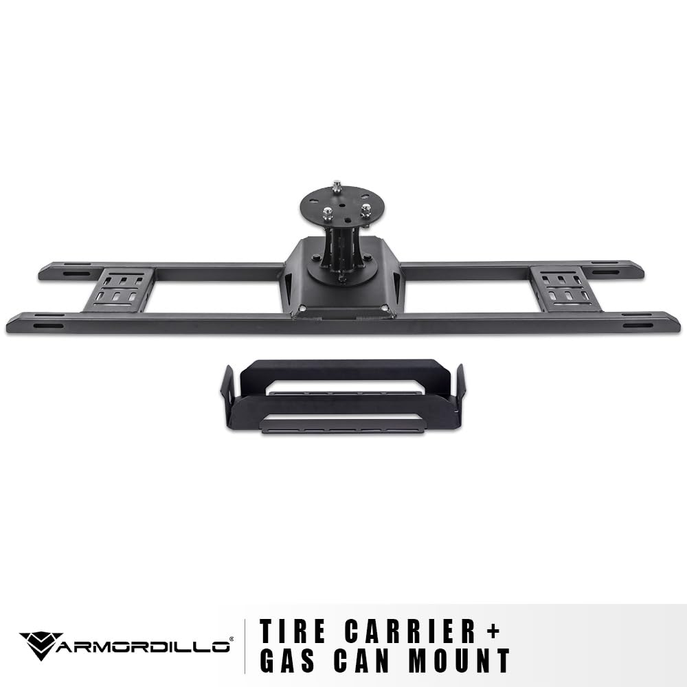 Armordillo Pinch Clamp Style Truck Bed Tire Rack Carrier with Gas Can Mount|Compatible with Full Size Pickup Trucks|8739242|Matte Black