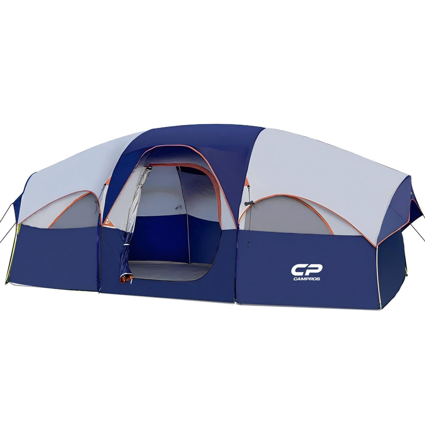 CAMPROS CP Tent 8 Person Camping Tents, Weather Resistant Family Tent, 5 Large Mesh Windows, Double Layer, Divided Curtain for Separated Room, Portable with Carry Bag - Blue