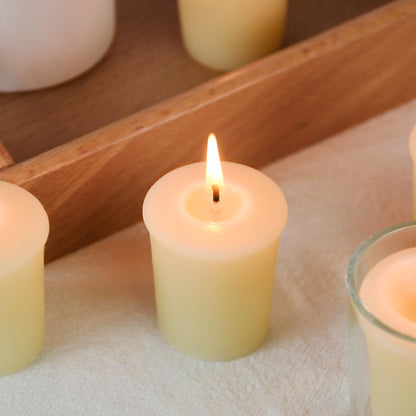 TELOSMA Natural Beeswax Votive Candles in Bulk - Small Beeswax Candle - Non Scent Votive Candle -Pack of 24 - Cream White