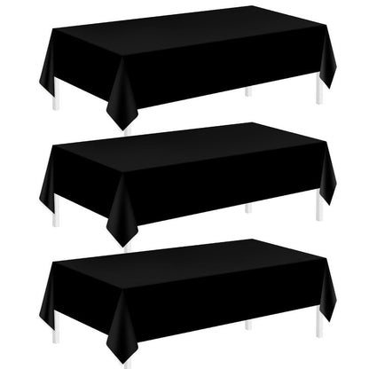 Childom 3 Pack Black and White Checkered Tablecloths 54"x108" Christmas Tablecloths for Rectangle,Disposable Plastic Table Cover for Weddings,Home,Birthday,Picnic,Buffet,Pizza Party,Racing Car Decors