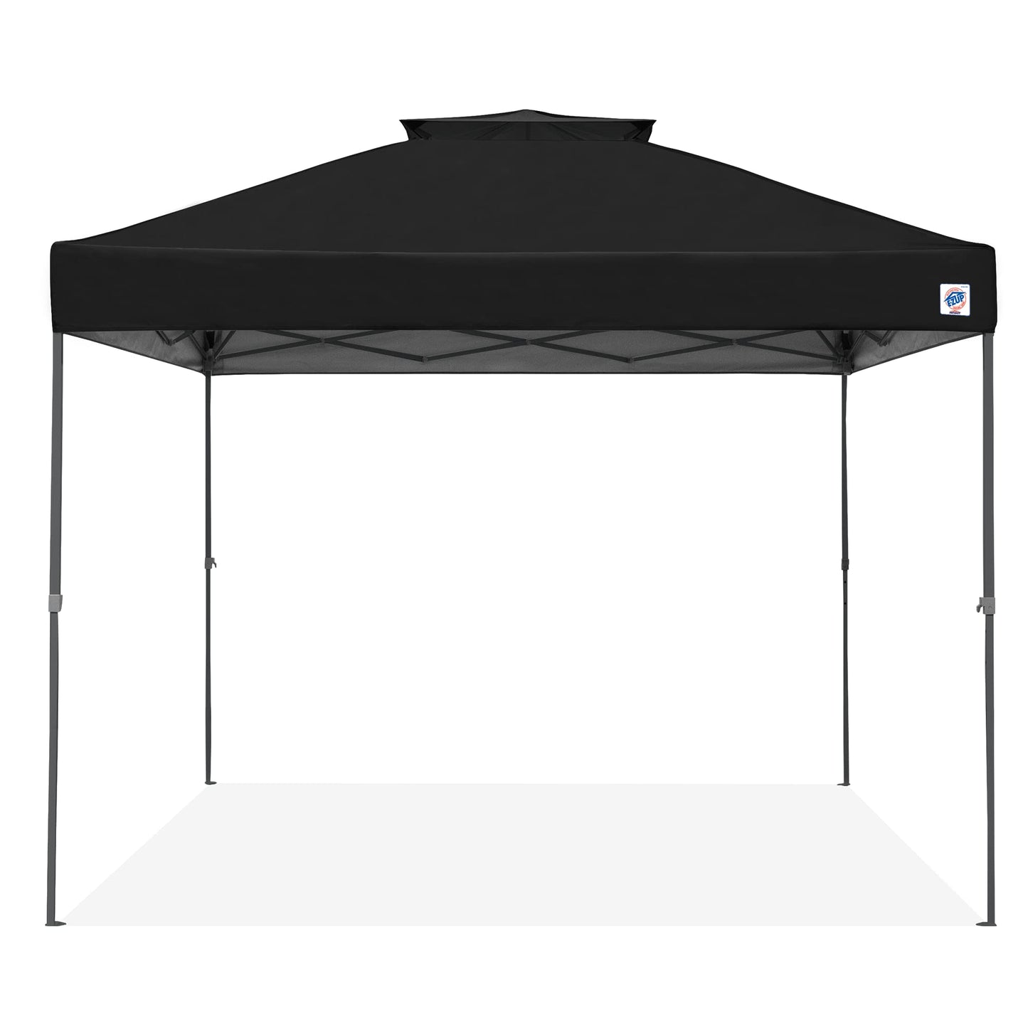 E-Z UP Patriot ONE-UP Technology Vented Shelter, 10' x 10', Black Top, Grey Frame