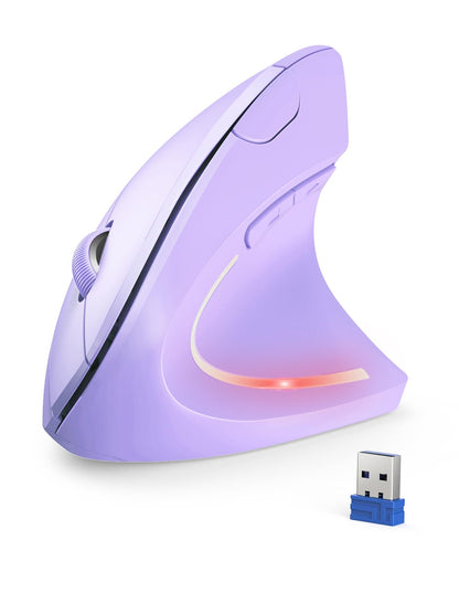 TECKNET 2.4G Ergonomic Mouse Vertical Wireless - 4800 DPI Optical Carpal Tunnel Mouse Right Hand, 5 Adjustable DPI, Quiet Clicks, 6 Buttons for Laptop, Desktop, PC, Computer - Black