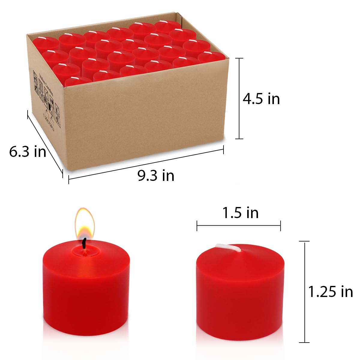 Amusaer Unscented Red Votive Candles in Bulk, 72 Packs Small Wax Candles for Wedding, Party & Home (8 Hour), 1.5"" D x 1.25"" H