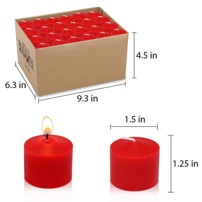 Amusaer Unscented Red Votive Candles in Bulk, 72 Packs Small Wax Candles for Wedding, Party & Home (8 Hour), 1.5"" D x 1.25"" H