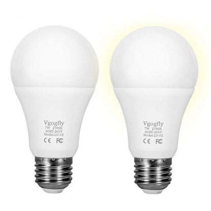 Sensor Lights Bulb Dusk to Dawn LED Light Bulbs Smart Lighting Lamp 7W E26/E27 Automatic On/Off, Indoor/Outdoor Yard Porch Patio Garage Garden (Warm White, 2 Pack)