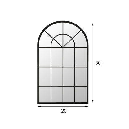 OGCAU Wall Mounted Mirror, 24"x42" Arched Wall Mirror, Arched Window Shaped Farmhouse Style with Iron Frame, Paneled Wall Decor for Bedroom, Entryway, Living Room (Black)