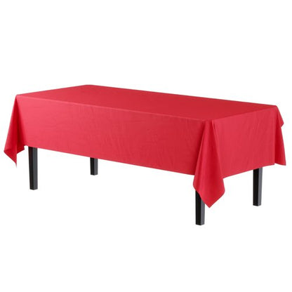 Exquisite 12-Pack Premium Plastic Tablecloth 12-Pack Premium Plastic Tablecloth 54in. x 108in. Rectangle Table Cover - Red
