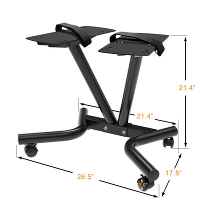 ATIVAFIT Adjustable Dumbbell Stand for Home Gym, Heavy Duty Dumbbell Rack with Adjustable Safety Strap, Space Saving Weight Stand with Wheels, Ergonomic Storage Rack Supports Up to 220 LB