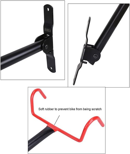 Dirza Bike Wall Mount | Foldable Bicycle Storage Rack - 2 Pack Horizontal Bike Hanger for Garage & Shed