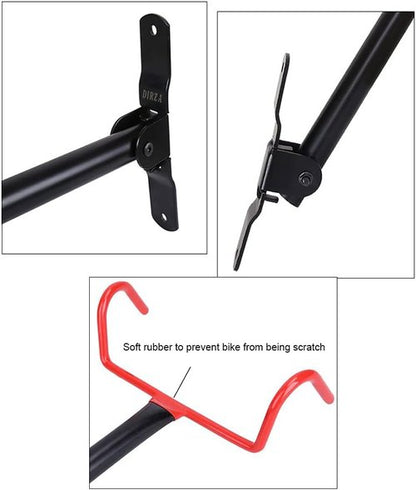 Dirza Bike Wall Mount | Foldable Bicycle Storage Rack - 2 Pack Horizontal Bike Hanger for Garage & Shed