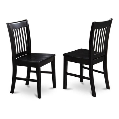 East West Furniture NFC-BLK-W Norfolk Dining Chairs - Slat Back Wood Seat Kitchen Chairs, Set of 2, Black
