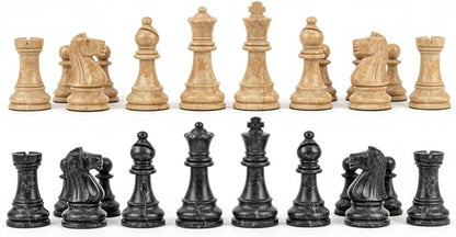 Handcrafted Premium Marble Chess Pieces Set – Elegant 32-Piece Replacement for 12-15 Inch Chess Boards Storage Box (Black and Onyx)