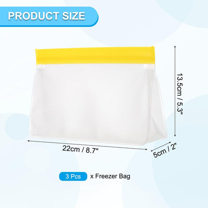 PATIKIL 8.7"x2"x5.3" Reusable Freezer Bag, 3 Pcs Leakproof Zip Food Storage Stand Up Bags Fridge Snack Vegetable Fruit Ice Container for Long-Lasting Freshness, Black