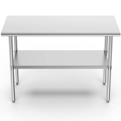 Stainless Steel Table for Prep & Work, 24x70 Inches, Metal Commercial Heavy Duty Table with Adjustable Under Shelf for Restaurant, Home and Hotel
