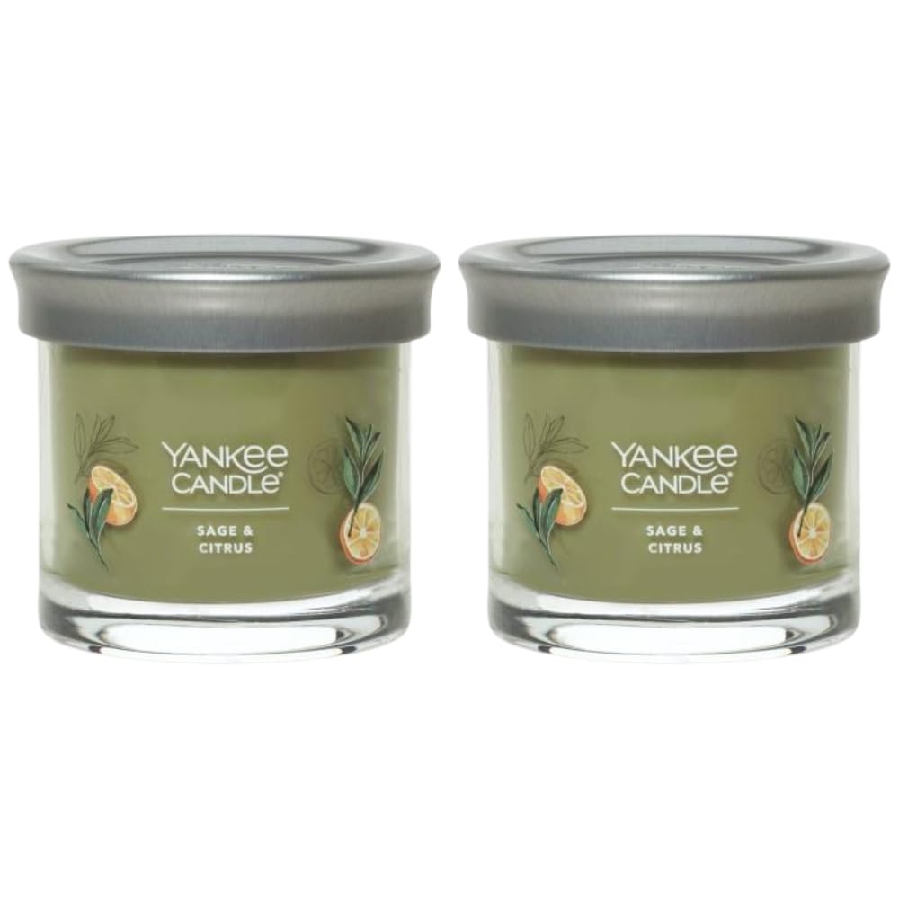 Yankee Candle Small Tumbler Scented Single Wick Jar Candle, Sage & Citrus, Over 20 Hours of Burn Time, 4.3 Ounce (Pack of 2)