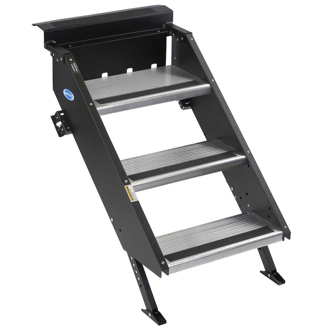 MORryde STP-3-26-29H Strut-Assist StepAbove RV Entry Step - 3 Step, 31.5-37.5" Height, 9" Rise, 26" Door Width
