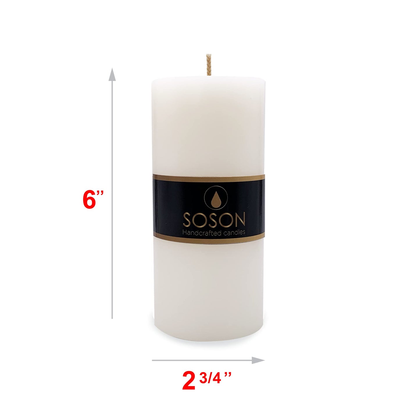 Simply Soson 3x6 inch Ivory Pillar Candles Set of 6, Smooth Texture, Unscented Ivory Candles, Dripless Candles, 3 inch Pillar Candles Ideal as Wedding, Parties, Spas, Dinner, Home Decoration, Church