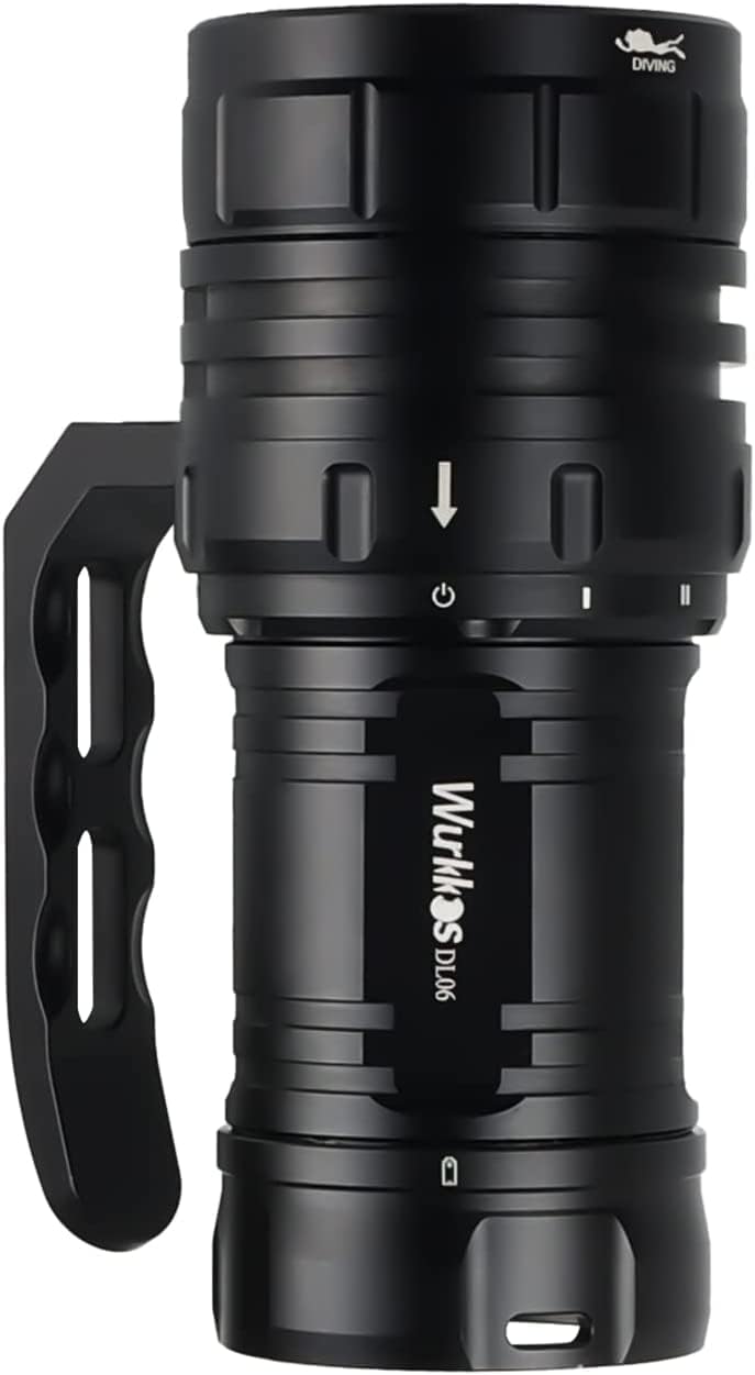 Wurkkos DL06 Dive Light, 15000 Lumens Scuba Diving Light, Type-C Rechargeable, 6*XHP50 LEDs, 100 Degrees Narrow Beam Angle, IPX8 Waterproof Flashlight for Night Diving Cave Exploration - 6000K