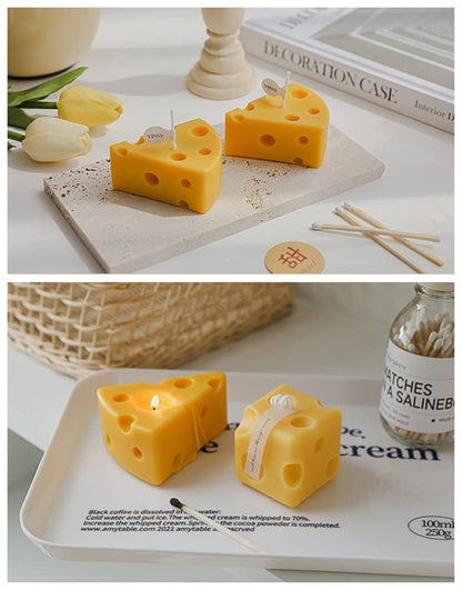 2PACK Cheese Shaped Scented Candle, Aroma Soy Wax Decorative Candlefor Photo Prop Birthday Wedding Holiday Party Gift,for Meditation Stress Relief Bath Yoga