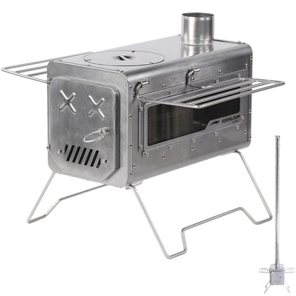 Soomloom Firewood Stove PROTO Dual-purpose Camping Pellets Combi Stove Stainless Steel Compact Tent Cooking Barbecue BBQ Campfire Chimney Portable Camp Outdoor Heating Hybrid Stove