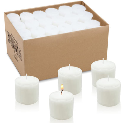 Yusevot Votive Candles Bulk, 72 Packs Unscented White 1.5 inch Wax Candles for Wedding, Party, Holiday & Home, 8 Hours Burning