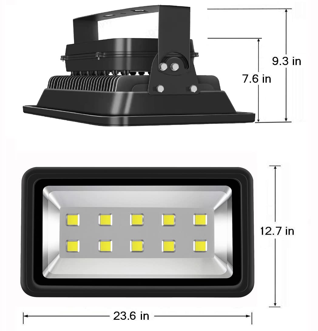 500W LED Flood Light Outdoor, 50000lm Super Bright Floodlight, IP66 Waterpoof, 6000k Daylight White Exterior Lamps, 100-277v Commercial Security Lighting Fixture for Stadium Arena Court Parking Lot