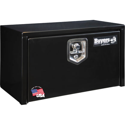 Buyers Products 1703350 Black Steel Underbody Truck Tool Box – 14 x 12 x 24 Inch - Truck Bed & Underbelly RV Storage Box, Locking T-Latch, Weather-Resistant, Heavy-Duty Flatbed Job Box, Made in USA