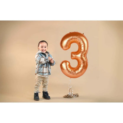 Orange 3 Balloon, Number Balloon 40 Inch, 3rd Three Year Old Birthday Deco, Orange Party Supplies for Party Decorations, Number 3 Balloon