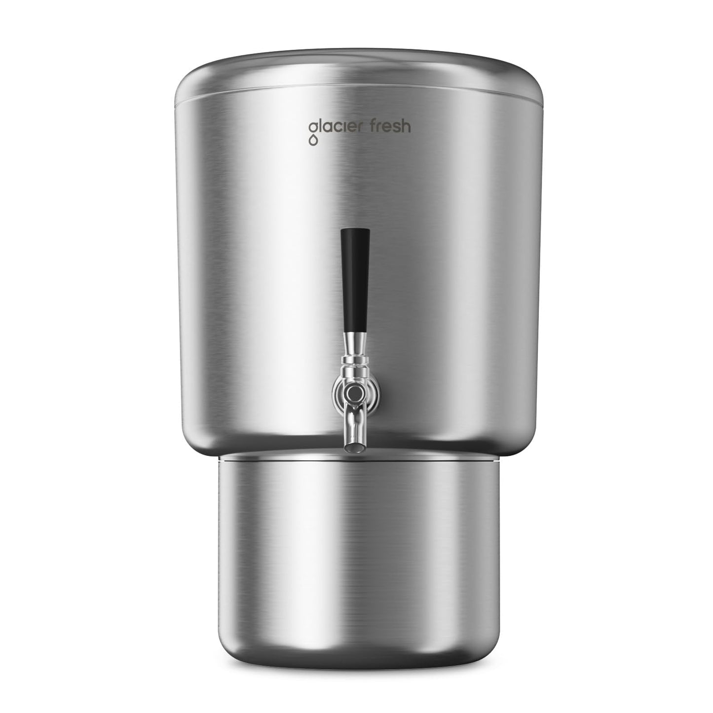 GLACIER FRESH 2.25G Stainless Steel Countertop Water Filtration System, Gravity-Fed with Elarisey™ Filtration Technology, Reduces Heavy Metals, PFOA & PFOS, and Meets SGS Standards