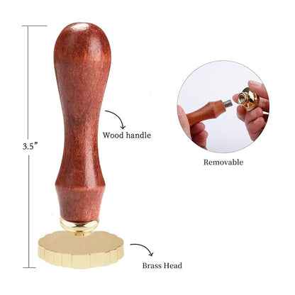 WUERLIN Frame Wax Seal Stamp Kit 6pcs Brass Wax Seal Head with Removable 6pcs Wood Handle Vintage Photo Frame Stamp Design for Wedding Invitations Sealing Letters Envelopes Diplomas Scrapbooking-Kit 1