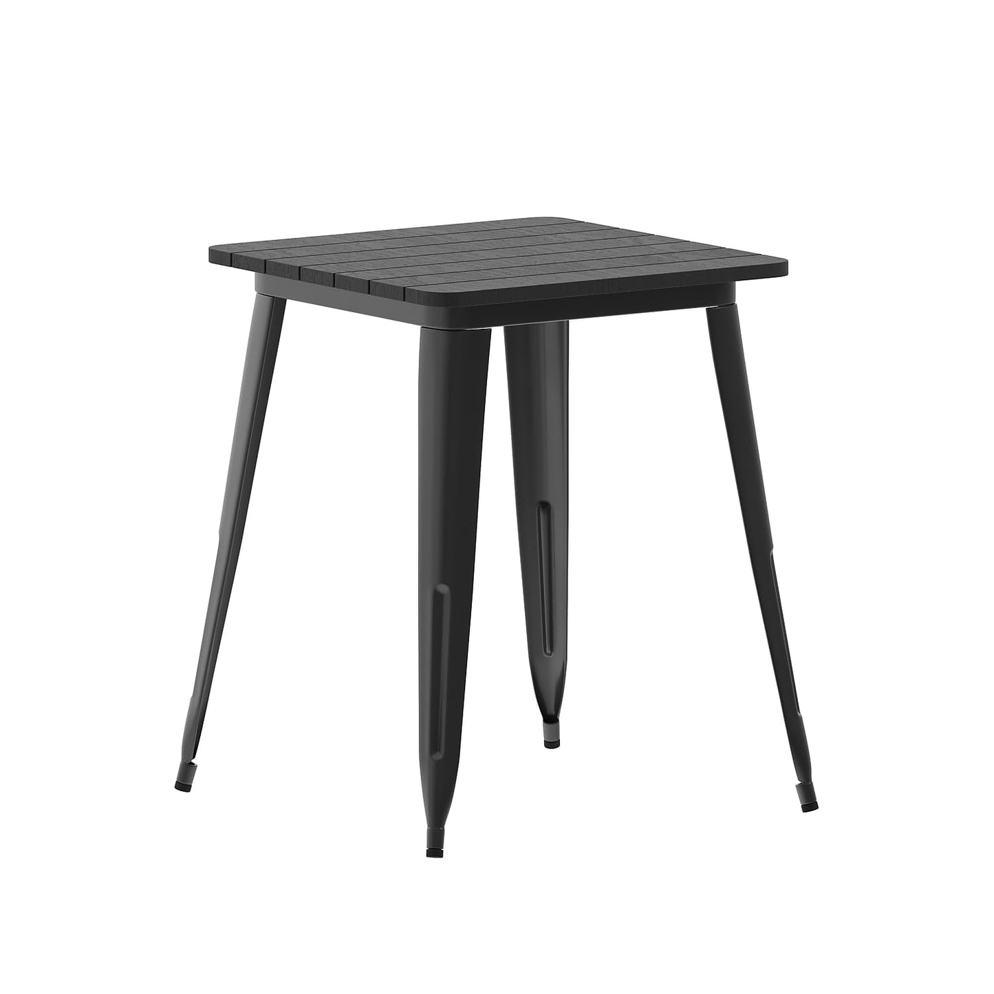 Flash Furniture Declan Commercial Outdoor Dining Table, All Weather Poly Resin Top with Steel Base, 23.75" Square, Black/Black