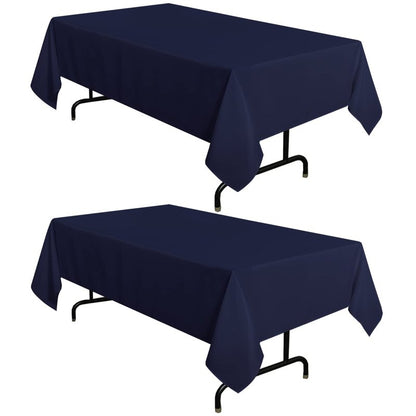 sancua 2 Pack Navy Tablecloth 60 x 84 Inch, Rectangle 4 Feet Table Cloth - Stain and Wrinkle Resistant Washable Polyester Table Cover for Dining Tables, Buffet Parties and Camping