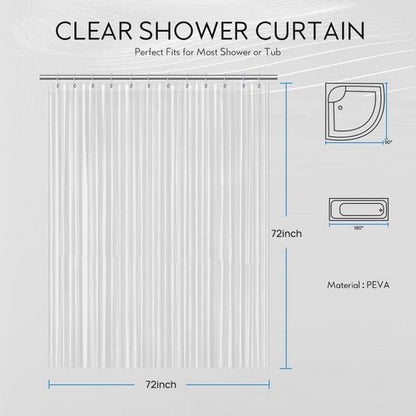 FGY Shower Curtain Liner - 72" x 72" Clear PEVA Plastic with 12 Metal Grommets for Bathroom