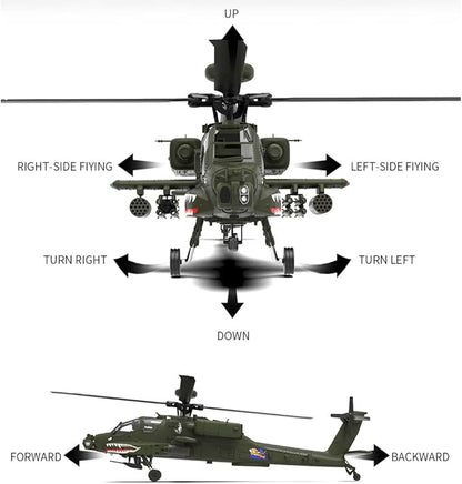 YUXIANG F11 AH64 RC Helicopter for Adults for AH64 Apache 1/32 Scale 2.4G 6CH 6G/3D Stunt Remote Control Military Aircraft Toys with 6-Axis Gyro &amp 2 Brushless Motor &amp Lights - BNF