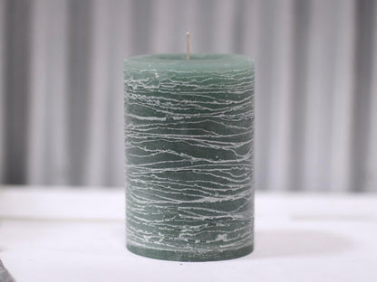 Modern Candle Design Large Unscented Rustic Nordic Pillar Candle Handmade in The USA (Sage Green)