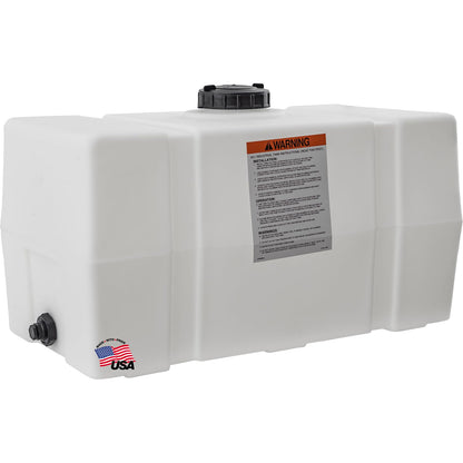RomoTech 82123919 Horizontal Square Reservoir Water Tank, 50 Gallon, Made in USA, Natural Poly Tank for Non-Flammable Liquids, UV-Resistant, Ideal for Agricultural Use, RV Water Storage, White