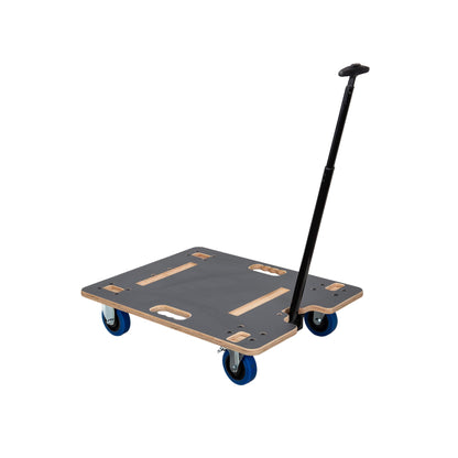 Crossrock Rack Case Transport Dolly with Telescopic Pull Handle, Heavy-Duty Rolling Platform for 11" & 13.7" Depth Rack Cases, Smooth Casters, Stackable Equipment Cart (CRA980U-TL-350)