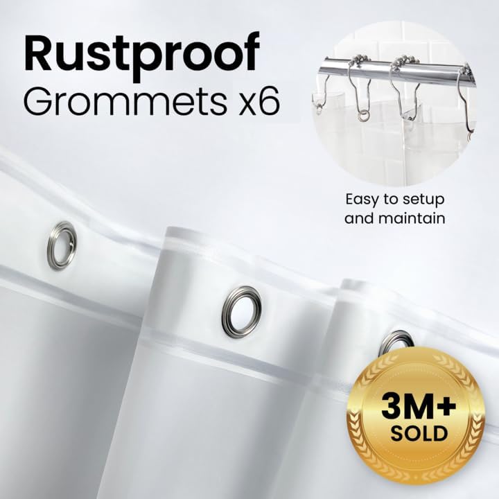 LiBa Waterproof Shower Curtain - Premium Non-Toxic PEVA with Rust-Proof Grommets | Clear 36x72 (Pack of 2)