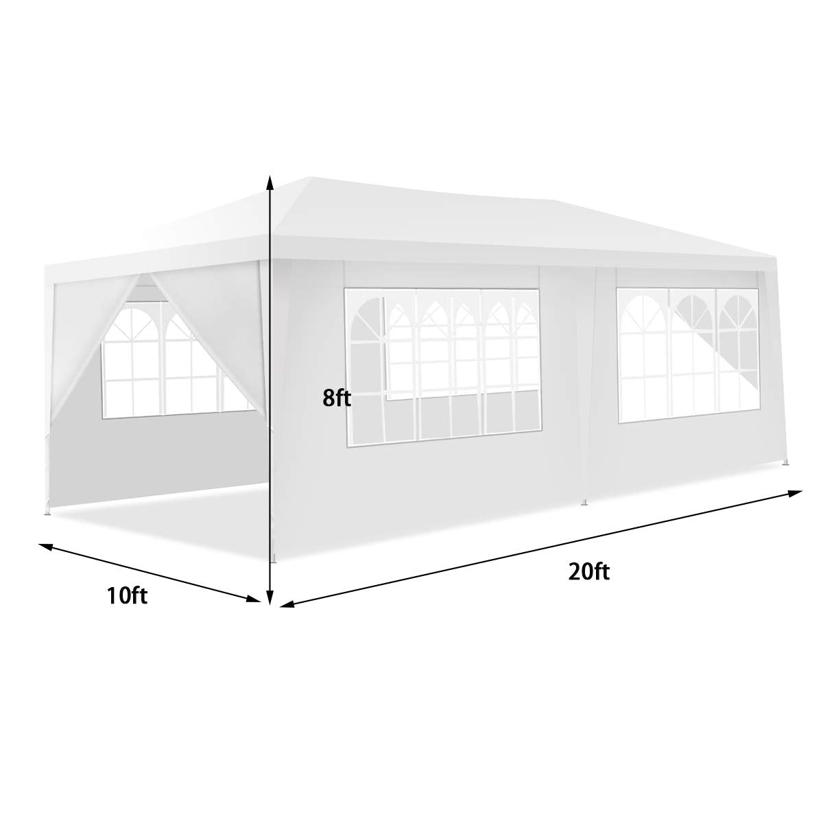 ORALNER 10'x20' Outdoor Canopy Tent, White Wedding Party Tent with 6 Removable Sidewalls & Carrying Bag, Heavy Duty Camping Gazebo Pavilion for Patio, Garden and Backyard