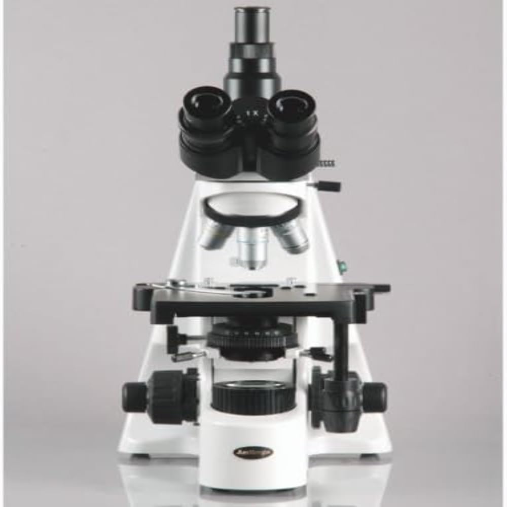 AmScope T690C-PL Trinocular Compound Microscope, 40X-2500X Magnification, WH10x and WH25x Super-Widefield Eyepieces, Infinity Plan Achromatic Objectives, Brightfield, Kohler Condenser, Double-Layer Mechanical Stage