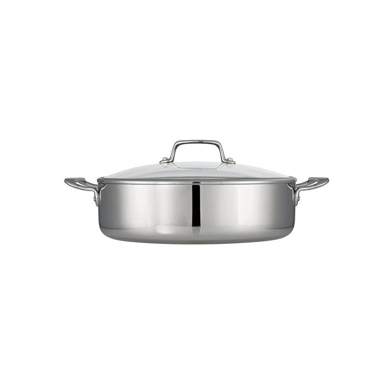 Tramontina Tri-Ply Clad Stainless Steel 6-Quart Braiser Pan with Glass Lid, Induction-Ready, Dishwasher-Safe, NSF-Certified